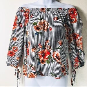 Active USA Off the Shoulder Floral Crepe Blouse